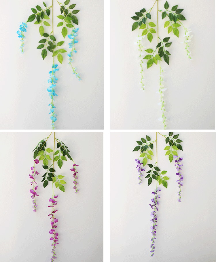 Artificial Flower Wedding Decoration Flower Interior Decoration Artificial Wisteria Ceiling Green Leaf Rattan Douban HANAFUJI Wholesale
