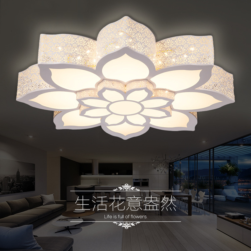 LED Ceiling Light Flower Atmosphere Room Simple and Warm Bedroom Light Personality Dimming Lamp Decoration