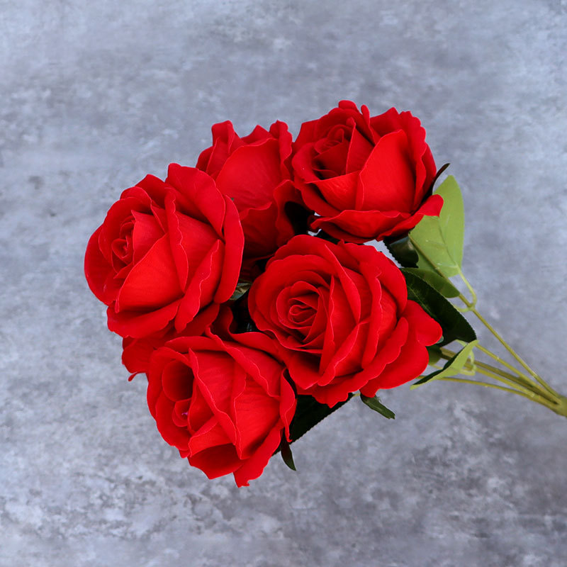 Wholesale Flannel Seven-Head Rose Wedding Handle Bunch of Roses Bridal Bouquet Wedding Hall Ceiling Hotel Decoration Artificial Flower