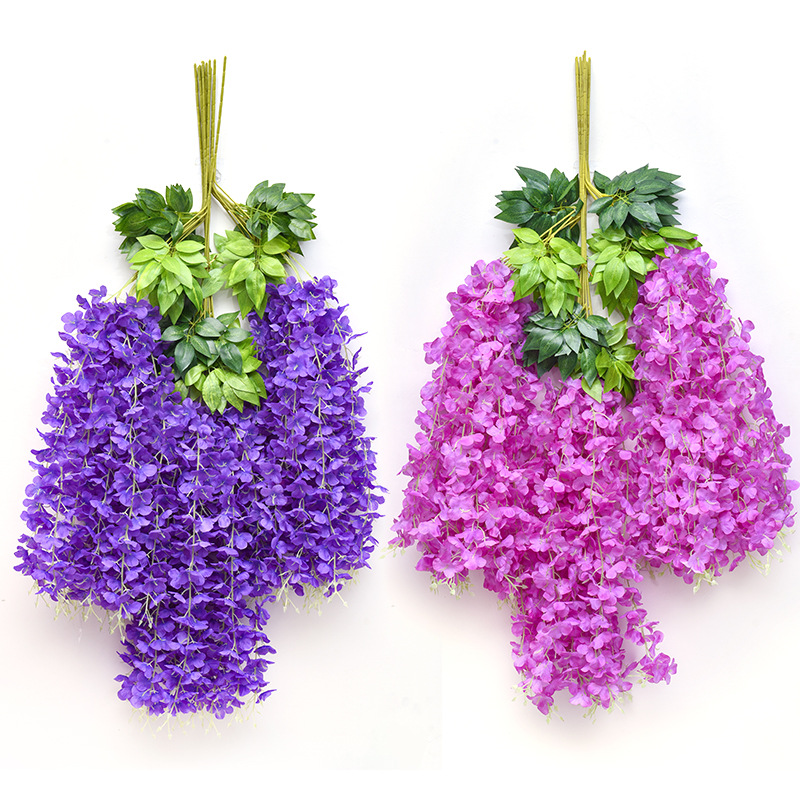 Ceiling Plastic Flower Rattan Artificial Wisteria Bean Flower String Wedding Wedding Celebration Decoration Green Leaves Wall Hangings Flower Fake Flower