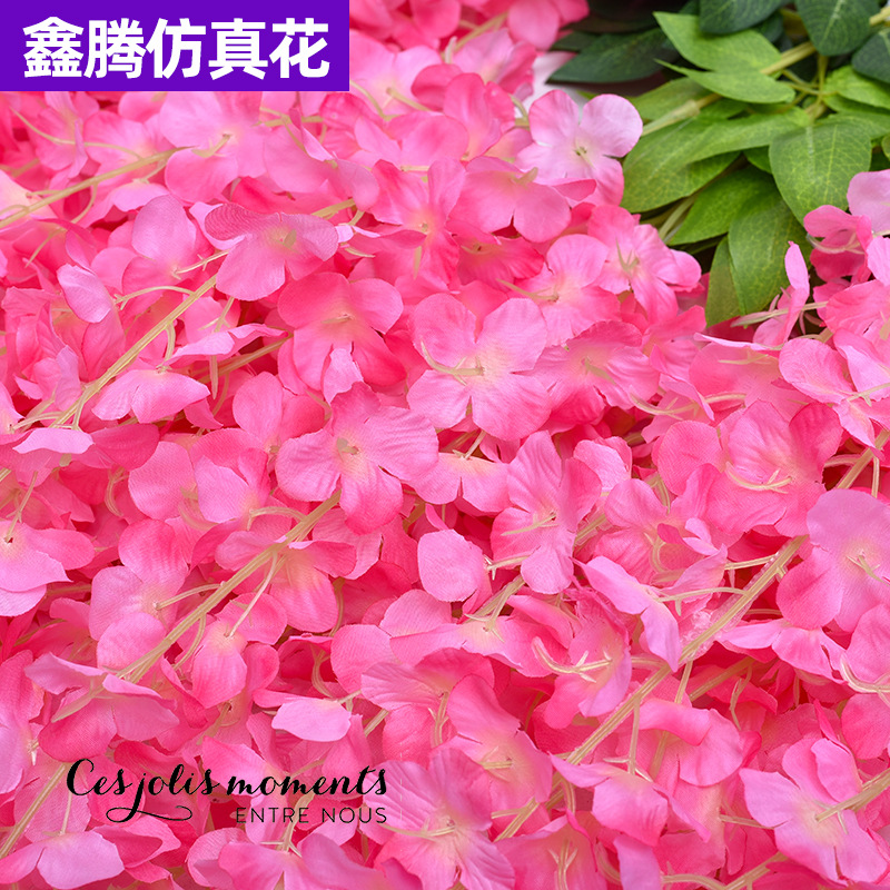 Ceiling Plastic Flower Rattan Artificial Wisteria Bean Flower String Wedding Wedding Celebration Decoration Green Leaves Wall Hangings Flower Fake Flower