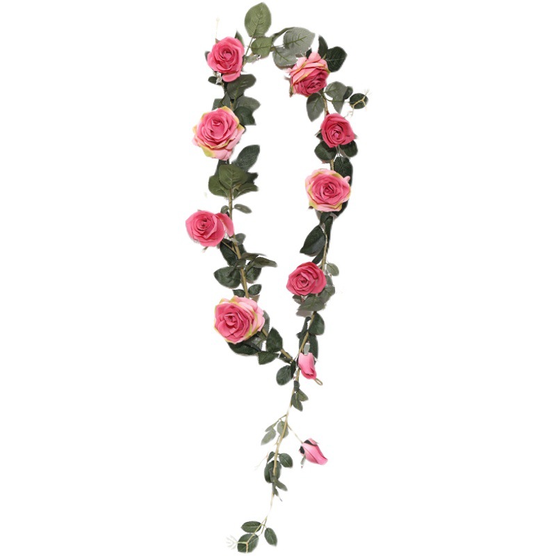 Fake Flower Silk Flower Air Conditioning Ceiling Floral Decoration Rose Rattan Pink Background Wall Landscape Vine HANAFUJI Wall-Mounted Flower