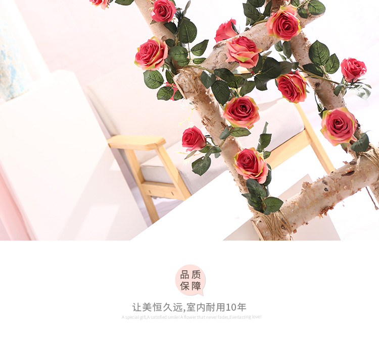 Fake Flower Silk Flower Air Conditioning Ceiling Floral Decoration Rose Rattan Pink Background Wall Landscape Vine HANAFUJI Wall-Mounted Flower