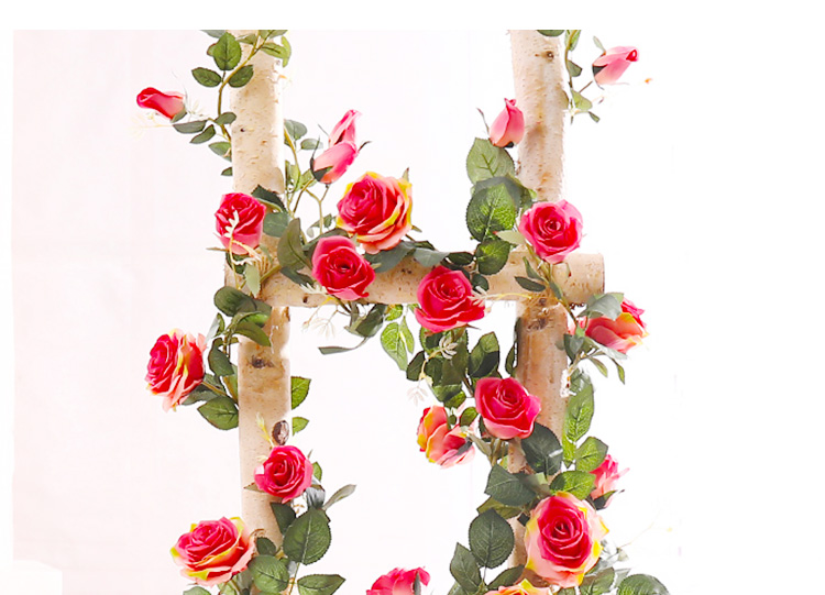Fake Flower Silk Flower Air Conditioning Ceiling Floral Decoration Rose Rattan Pink Background Wall Landscape Vine HANAFUJI Wall-Mounted Flower