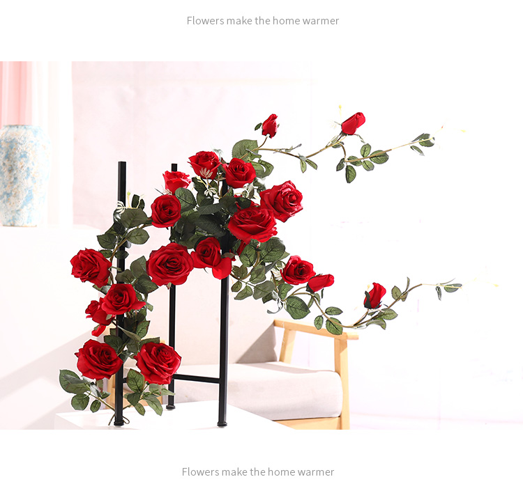 Fake Flower Silk Flower Air Conditioning Ceiling Floral Decoration Rose Rattan Pink Background Wall Landscape Vine HANAFUJI Wall-Mounted Flower