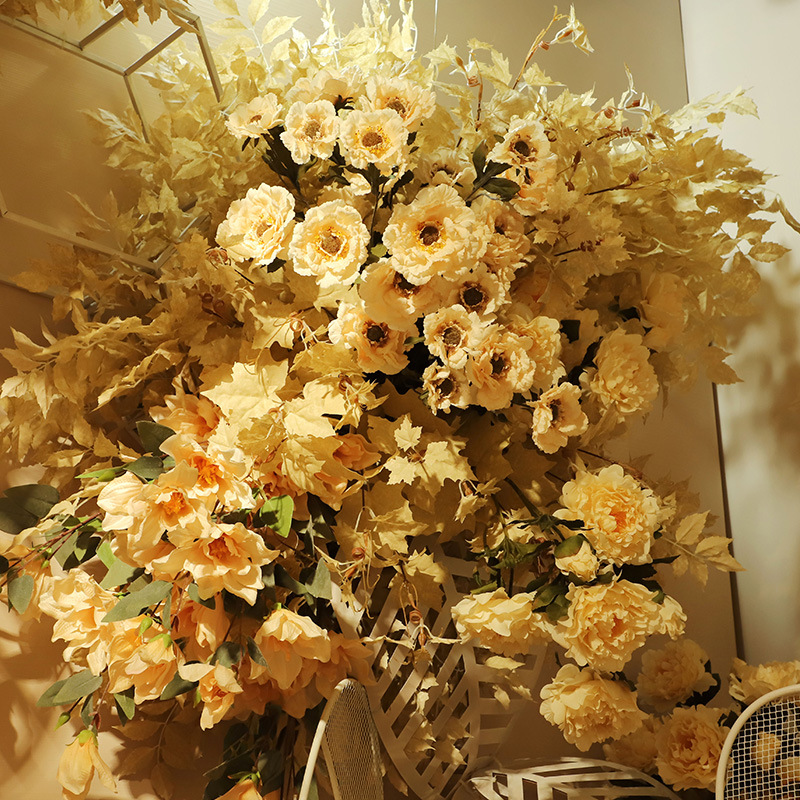 Champagne Wedding Simulation Flower Wedding Ceiling Arch Wedding Celebration Flower Wall Ornamental Flower Road Lead Flower Row Stage Fake Flower
