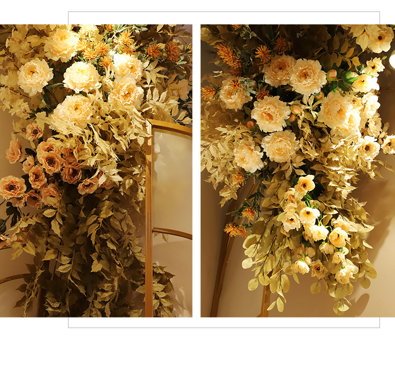 Champagne Wedding Simulation Flower Wedding Ceiling Arch Wedding Celebration Flower Wall Ornamental Flower Road Lead Flower Row Stage Fake Flower