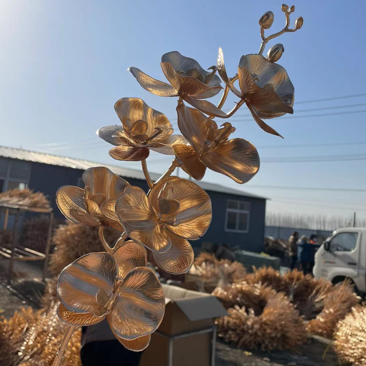 Golden Series Artificial Flower Phalaenopsis Wedding Ceiling Decoration Artificial Artificial Flower Shooting Props Factory Wholesale