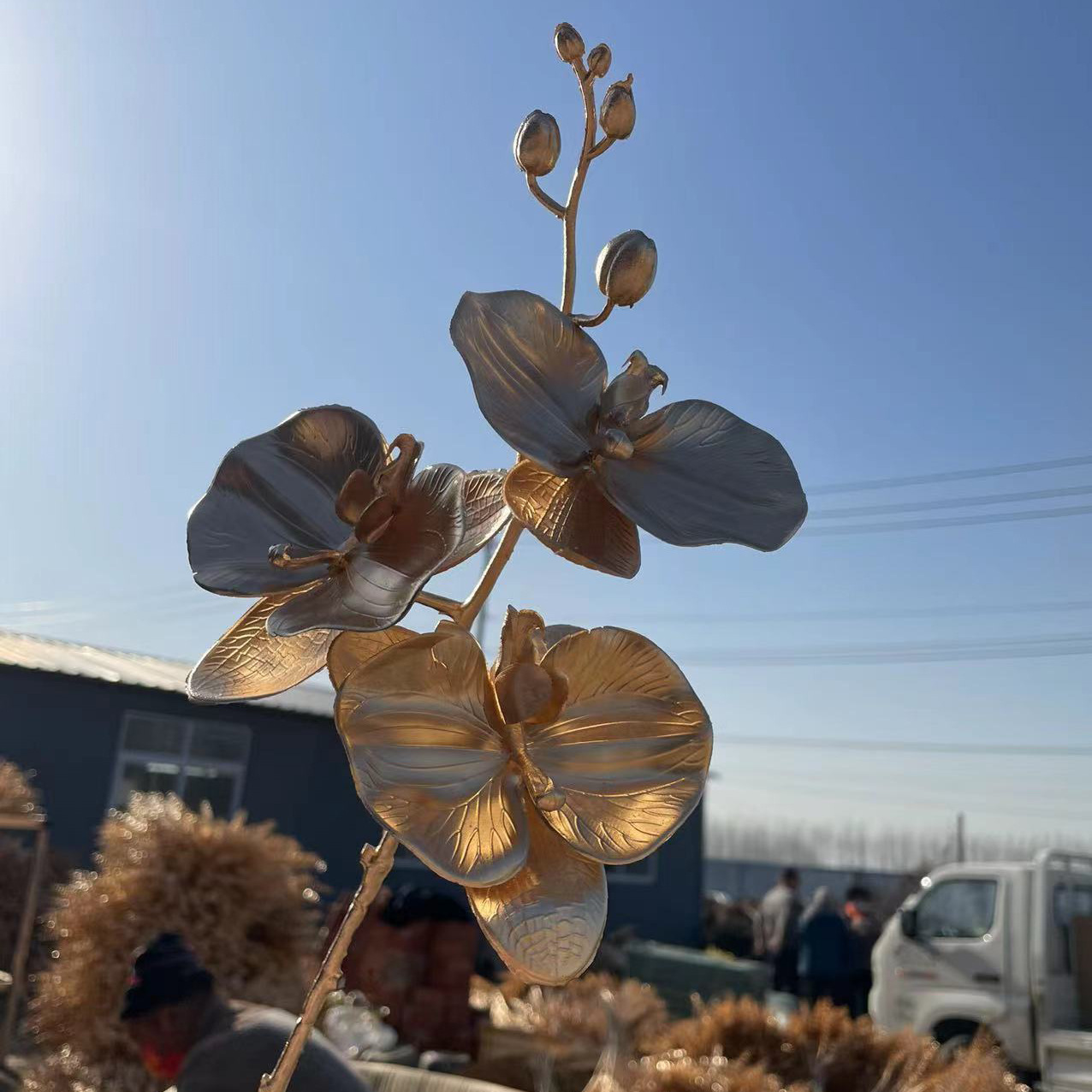 Golden Series Artificial Flower Phalaenopsis Wedding Ceiling Decoration Artificial Artificial Flower Shooting Props Factory Wholesale