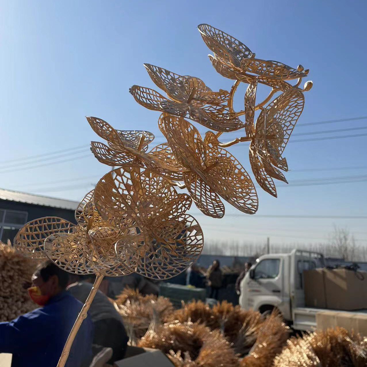 Golden Series Artificial Flower Phalaenopsis Wedding Ceiling Decoration Artificial Artificial Flower Shooting Props Factory Wholesale