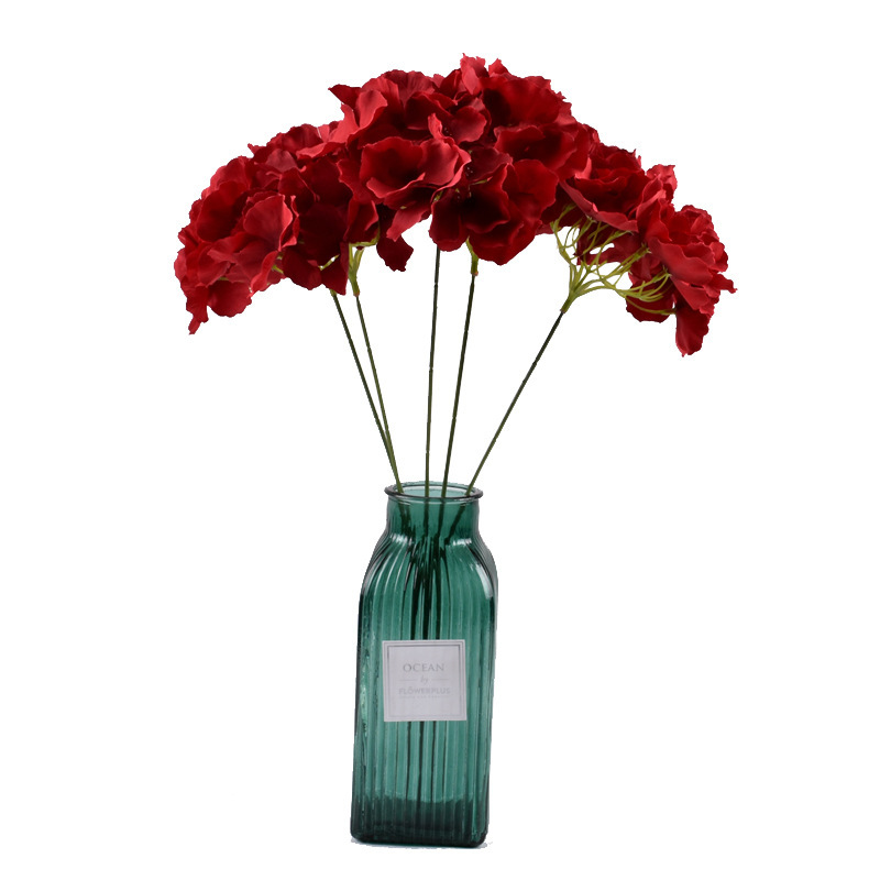 Simulation 5-Head Hydrangea Single Mallorca Raw Silk DIY Simulation Fake Flower Wedding Road Lead Flower Arrangement Ceiling Flower