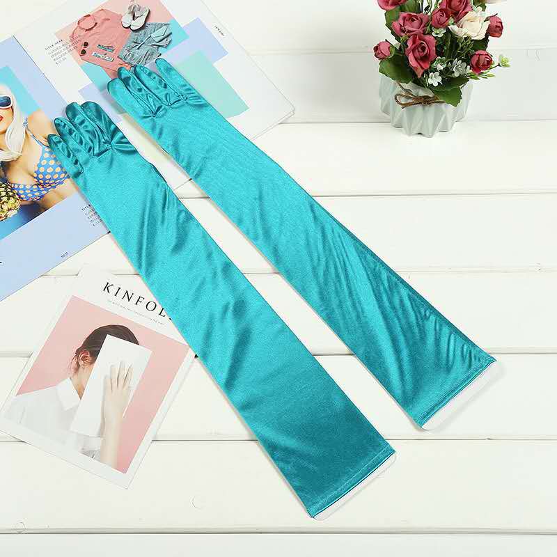 Factory Direct Sales Lengthened Korean Style Thin Type Sunscreen Stretch Satin Bridal Wedding Ceremonial Ball Clothing Accessories Gloves Factory Direct Sales Lengthened Korean Style Thin Type Sunscreen Stretch Satin Bridal Wedding Ceremonial Ball Clothing Accessories Gloves