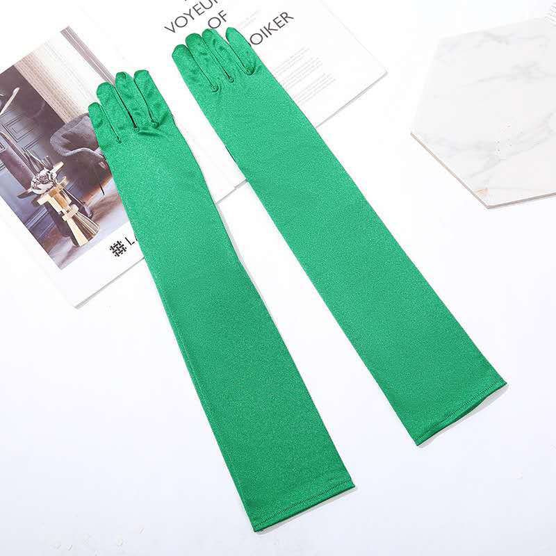 Factory Direct Sales Lengthened Korean Style Thin Type Sunscreen Stretch Satin Bridal Wedding Ceremonial Ball Clothing Accessories Gloves Factory Direct Sales Lengthened Korean Style Thin Type Sunscreen Stretch Satin Bridal Wedding Ceremonial Ball Clothing Accessories Gloves