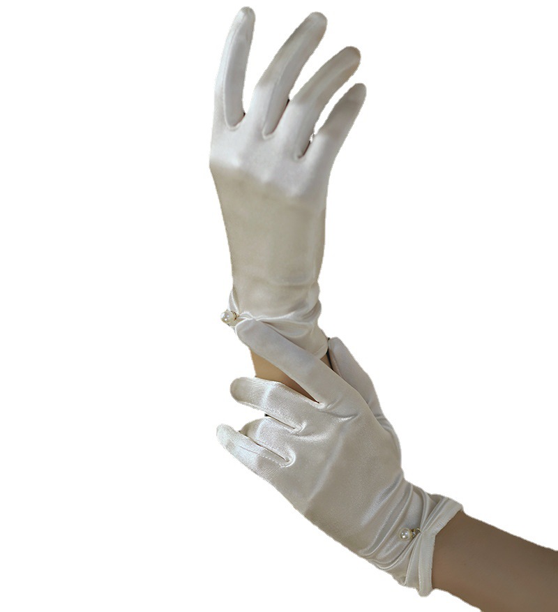 White Gloves Photo Studio Photography Wedding Satin Bow Gloves Bridal Gloves Wedding Gloves Women