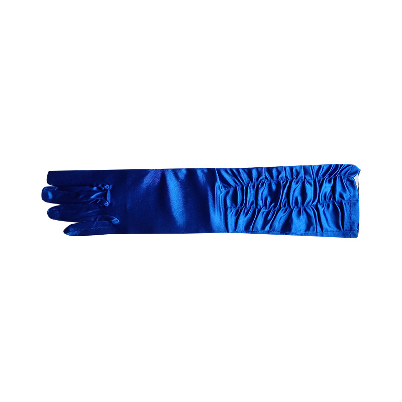 Factory Direct Sales Five-Finger Satin Pleated Satin Gloves Wedding Etiquette Stage Gloves for Performance Sun Protection Gloves