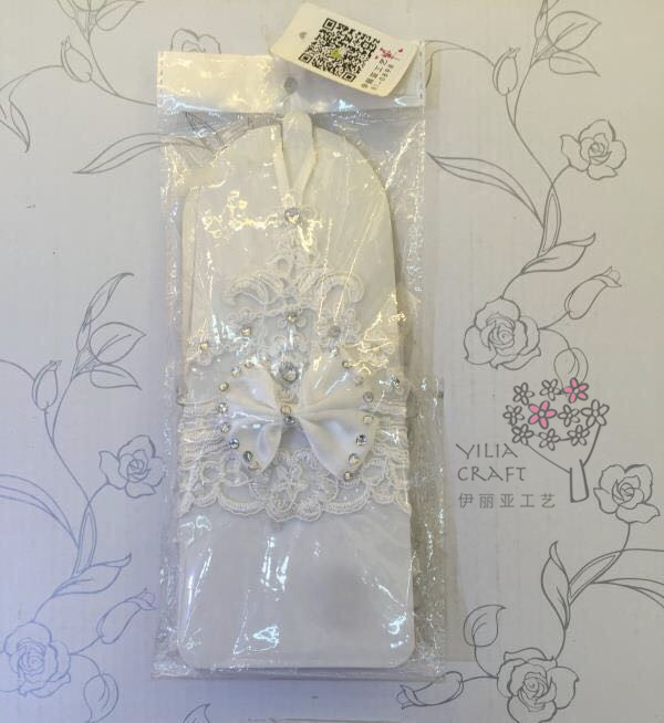 Korean bride wedding show mittens lace bowknot wedding dress accessories wedding gloves.