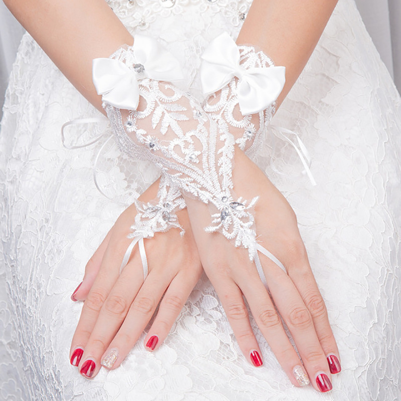 Korean Style Wedding Dress Fingerless Gloves Wedding Lace Gloves Wedding Accessories Wedding Photography Fingerless Gloves Direct Sales