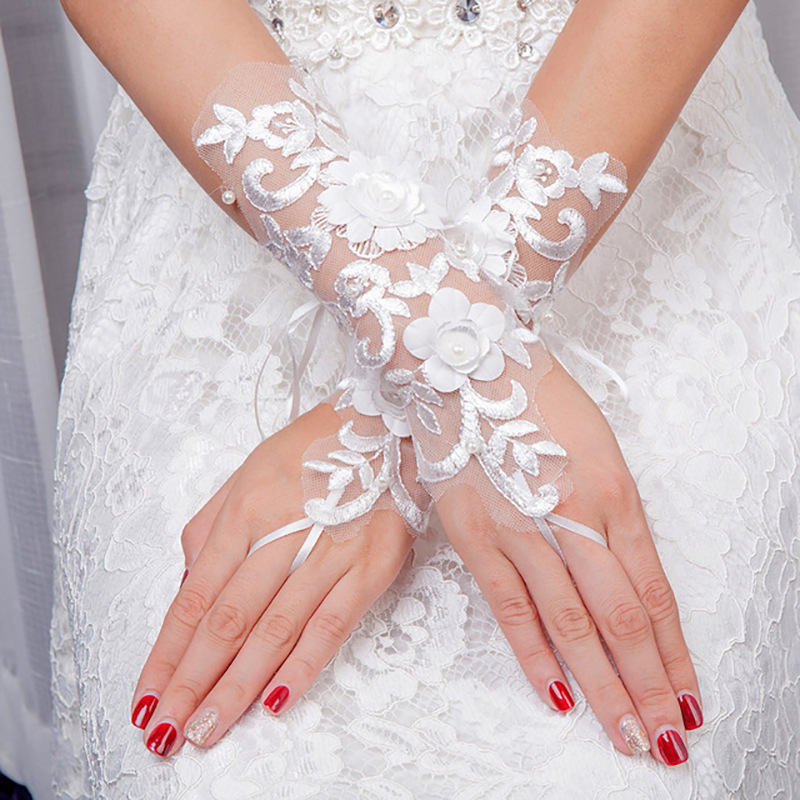 Korean Style Wedding Dress Fingerless Gloves Wedding Lace Gloves Wedding Accessories Wedding Photography Fingerless Gloves Direct Sales