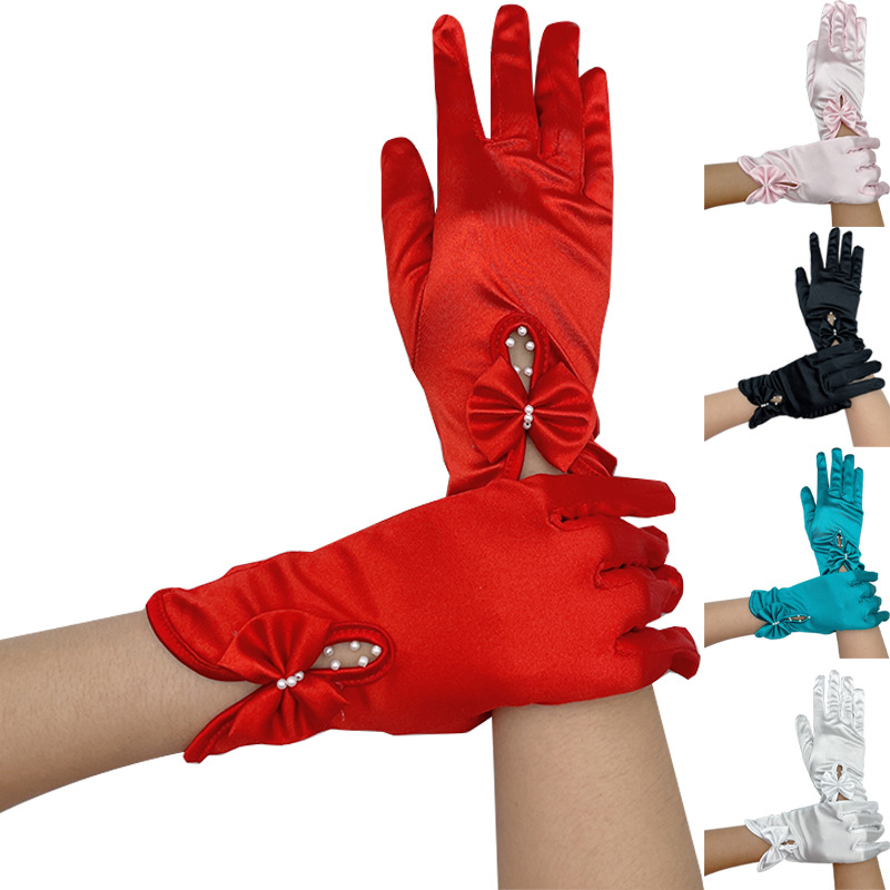 Stretch Satin Elegant Wedding Dress Evening Dress for Toasting Gloves Korean Style Short Lace Butterfly Wedding Xiuhe Wine Red Black Stretch Satin Elegant Wedding Dress Evening Dress for Toasting Gloves Korean Style Short Lace Butterfly Wedding Xiuhe Wine Red Black