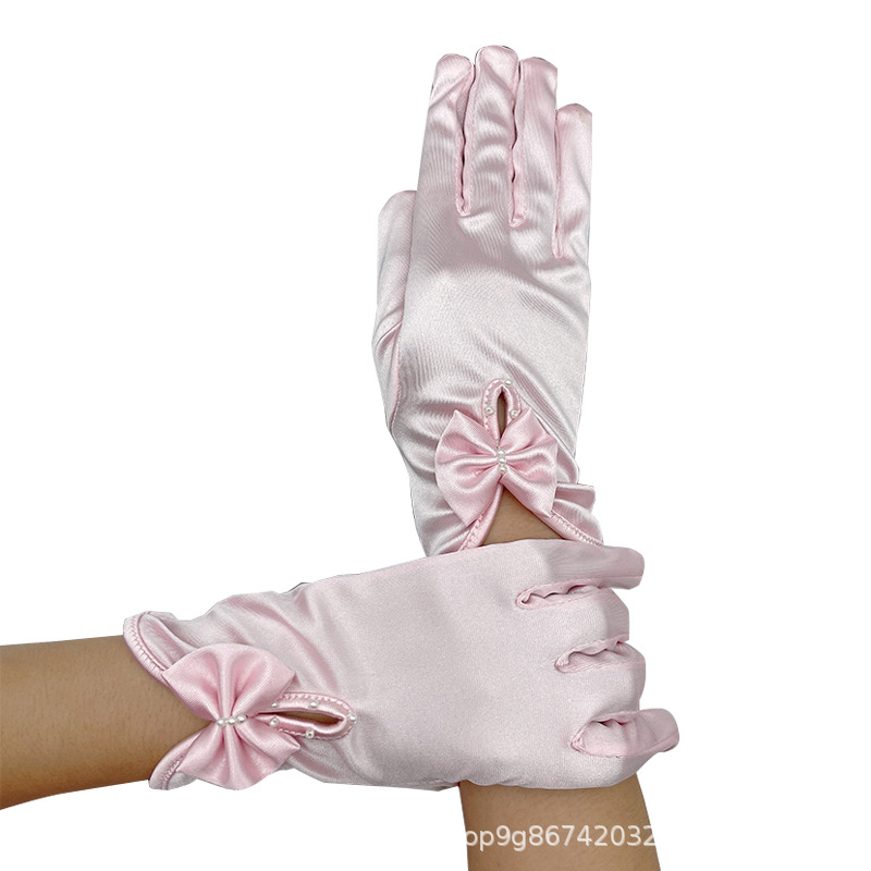 Stretch Satin Elegant Wedding Dress Evening Dress for Toasting Gloves Korean Style Short Lace Butterfly Wedding Xiuhe Wine Red Black
