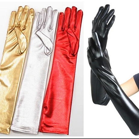 Patent-leather glue-coated long gloves for performance Dance wedding Dance fun gloves wholesale