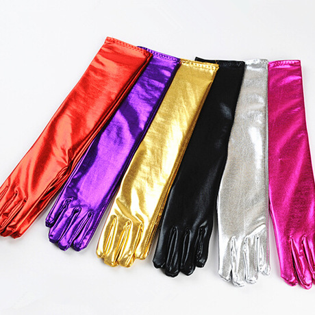 Patent-leather glue-coated long gloves for performance Dance wedding Dance fun gloves wholesale