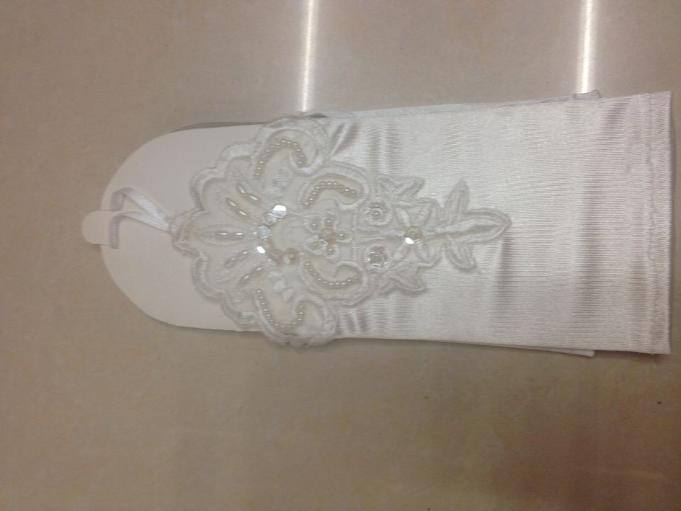 Wedding Satin Hook Finger Flower Gloves
