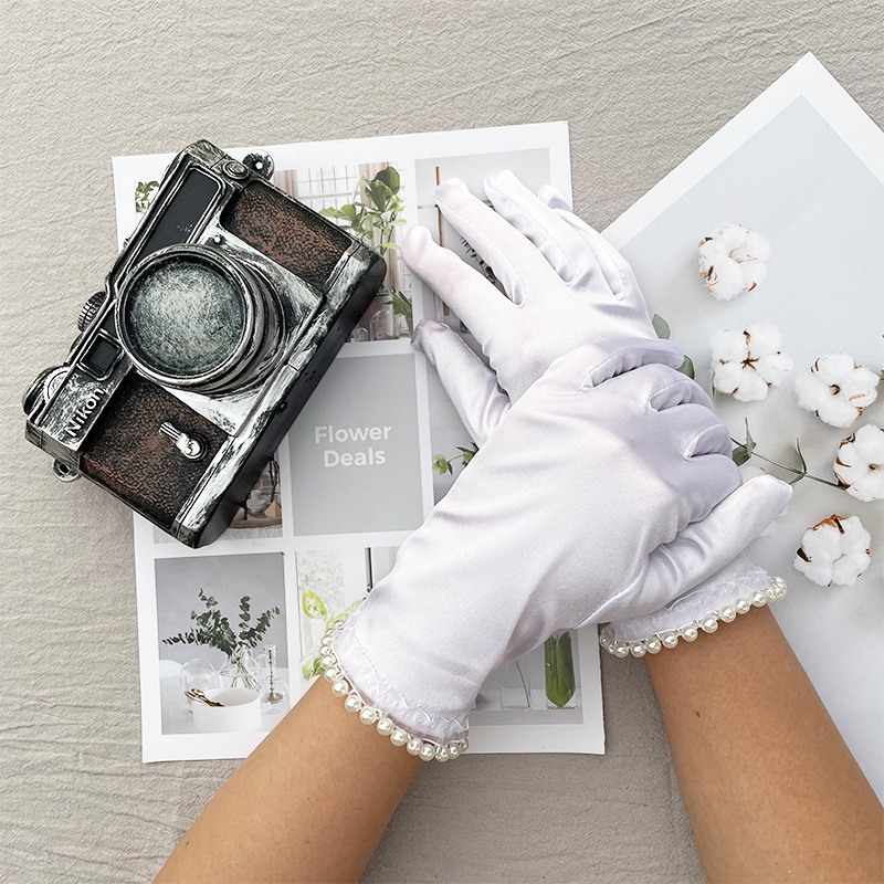 Factory Supply Wedding Decoration Real Estate Sales Etiquette Hotel Reception Jewelry Exhibition Elastic Satin Clothing Gloves