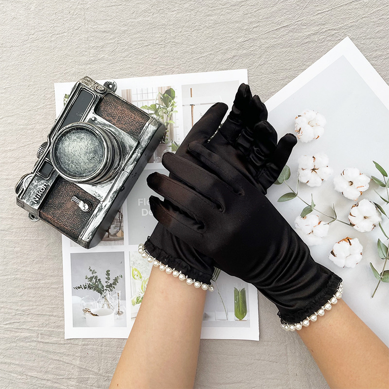 Factory Supply Wedding Decoration Real Estate Sales Etiquette Hotel Reception Jewelry Exhibition Elastic Satin Clothing Gloves