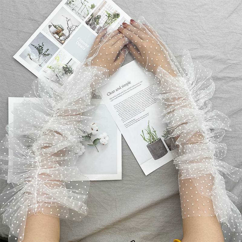 Long Wedding Gloves Horse Mane Mesh Long Dotted Foreign Trade Bridal Gloves Vintage Mesh Gloves Large Swing