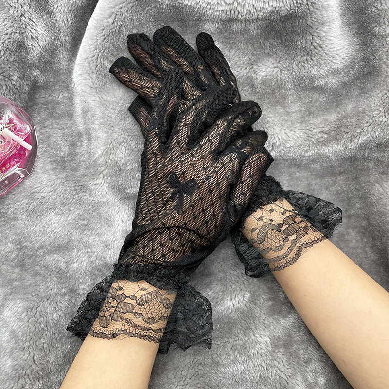 Factory Direct Supply Short Wedding Dress Lace Bow Lace Summer Sun Protection Cycling Clothing Performance Decorative Gloves