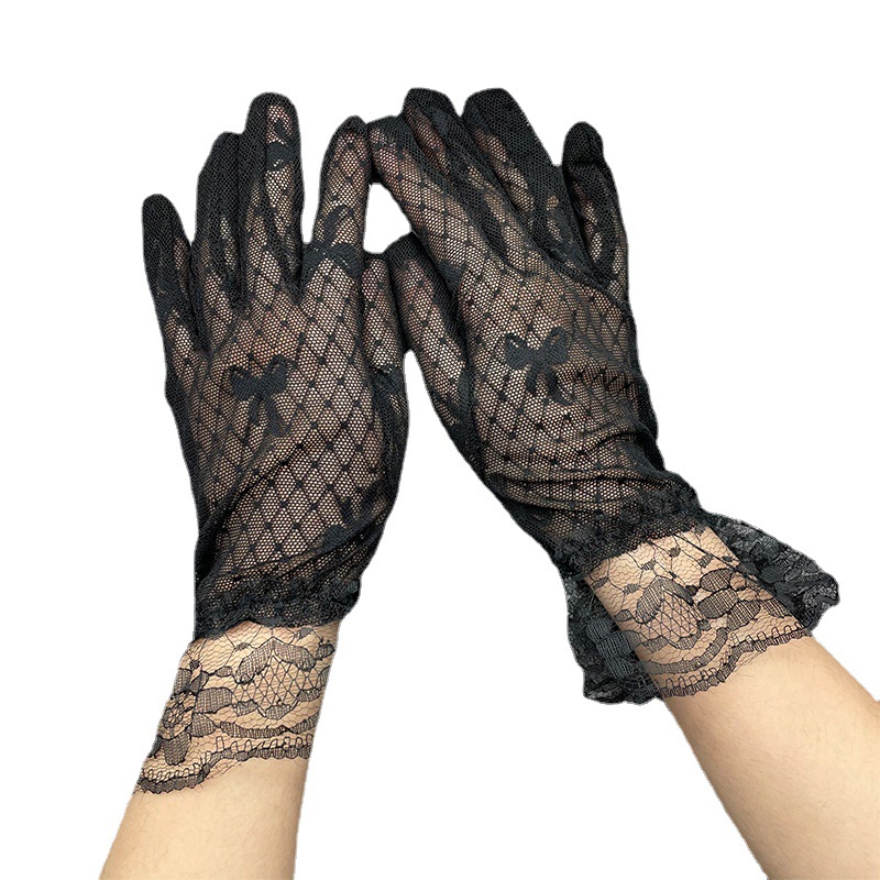 Factory Direct Supply Short Wedding Dress Lace Bow Lace Summer Sun Protection Cycling Clothing Performance Decorative Gloves