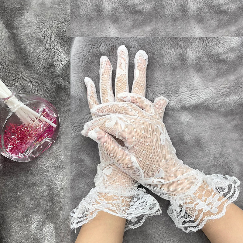 Factory Direct Supply Short Wedding Dress Lace Bow Lace Summer Sun Protection Cycling Clothing Performance Decorative Gloves Factory Direct Supply Short Wedding Dress Lace Bow Lace Summer Sun Protection Cycling Clothing Performance Decorative Gloves