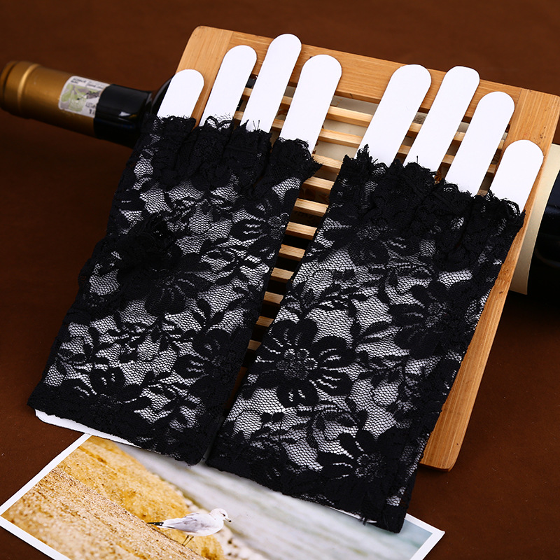 Summer Open Finger Lace Wedding Half Finger Sun Protection Short Gloves Clothing Accessories Summer Open Finger Lace Wedding Half Finger Sun Protection Short Gloves Clothing Accessories