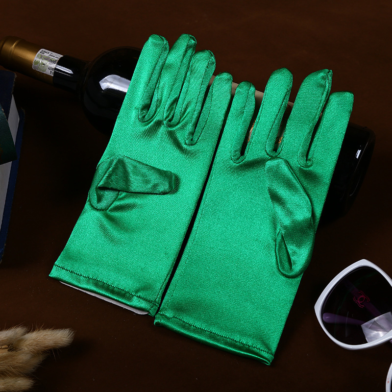 Factory Direct Supply Adult Short Clothing Accessories Gloves Elastic Bright Satin Fabric Wedding Etiquette Jewelry Gloves Factory Direct Supply Adult Short Clothing Accessories Gloves Elastic Bright Satin Fabric Wedding Etiquette Jewelry Gloves