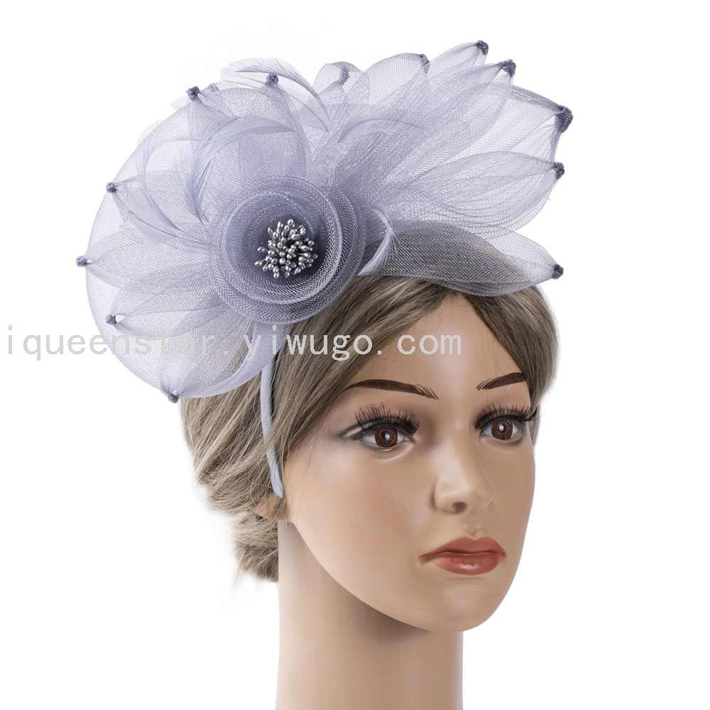 European and American Mesh Petal Top Hat Bridal Wedding Dress Headdress Party Ball Hairpins/Hairbands High-End Hair Accessories