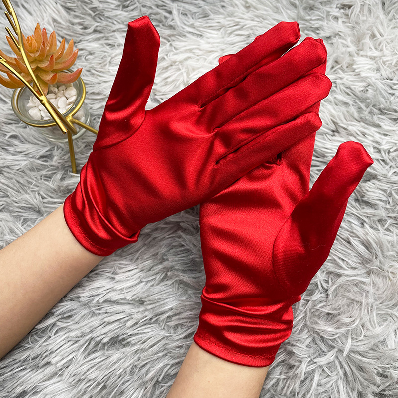 Factory Direct Supply Simple Satin Beaded Elastic Satin Gloves Clothing Veil Wedding Formal Dress Accessories Gloves Factory Direct Supply Simple Satin Beaded Elastic Satin Gloves Clothing Veil Wedding Formal Dress Accessories Gloves