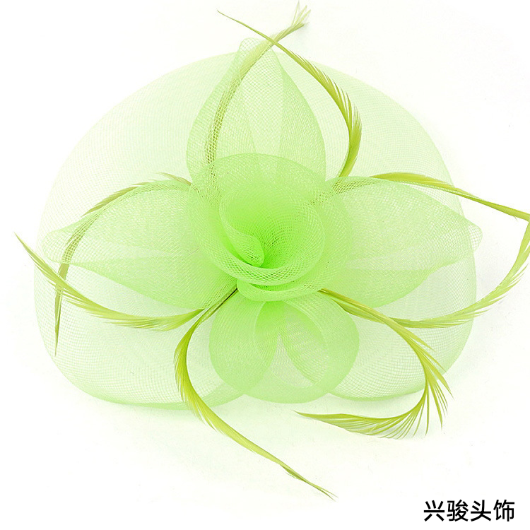 European and American Bride Veil Ornament Wedding Headdress Bowknot Top Hat Mesh Head Flower Feather Hair Clips Hair Accessories