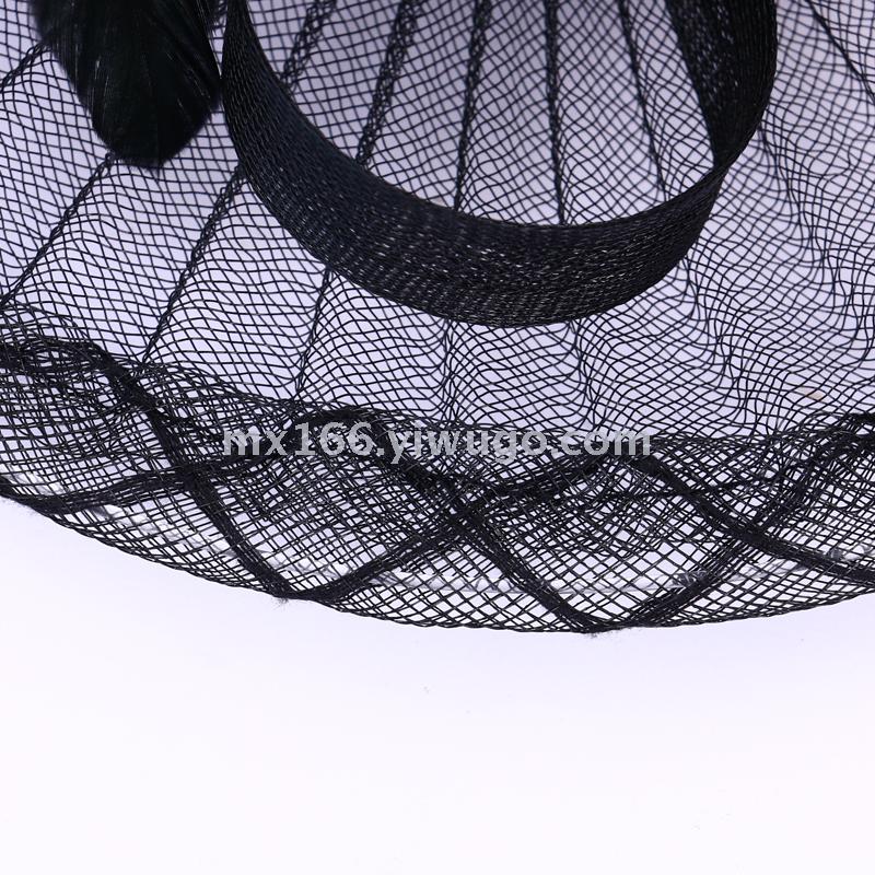 Black Handmade Mesh Bowler Hat Bridal Wedding Photo Studio Photography Shooting Makeup Modeling Sample Photography Accessories