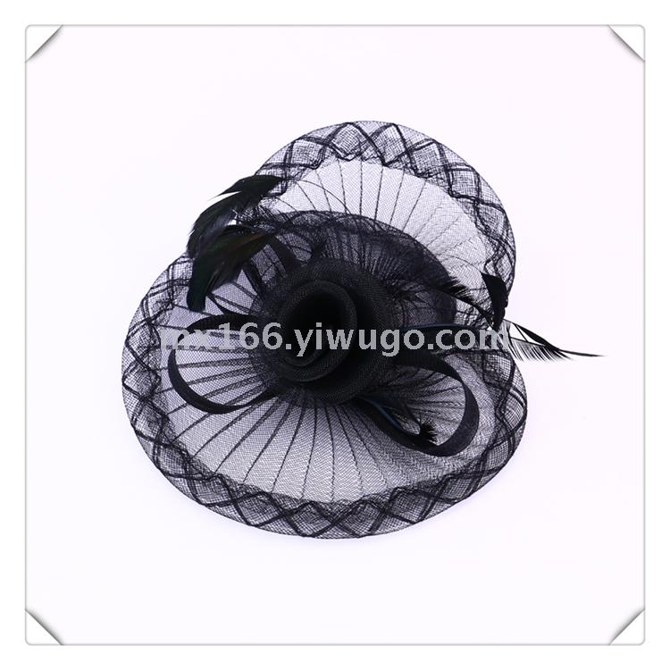 Black Handmade Mesh Bowler Hat Bridal Wedding Photo Studio Photography Shooting Makeup Modeling Sample Photography Accessories