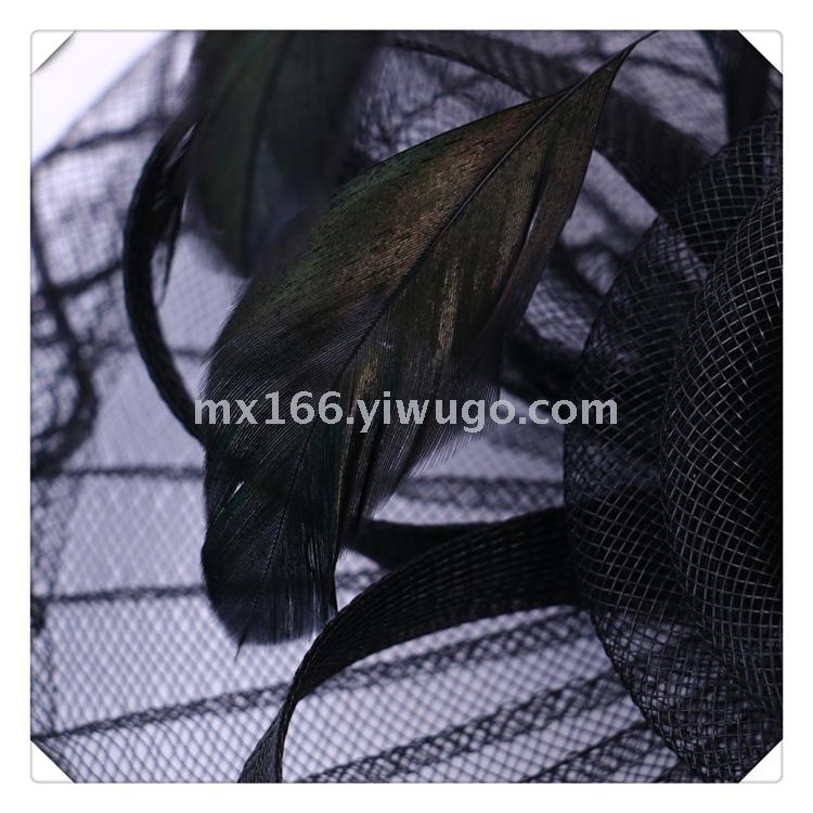 Black Handmade Mesh Bowler Hat Bridal Wedding Photo Studio Photography Shooting Makeup Modeling Sample Photography Accessories