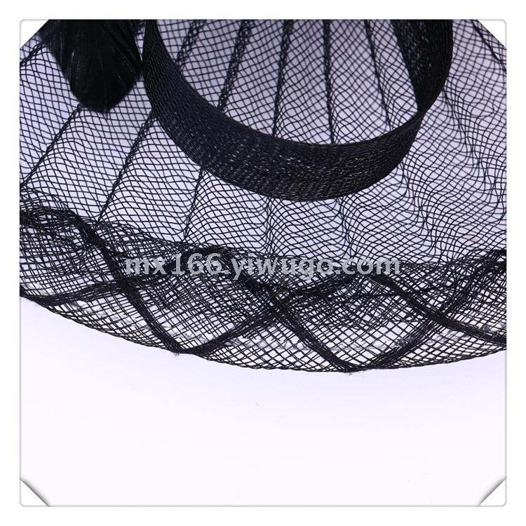 Black Handmade Mesh Bowler Hat Bridal Wedding Photo Studio Photography Shooting Makeup Modeling Sample Photography Accessories