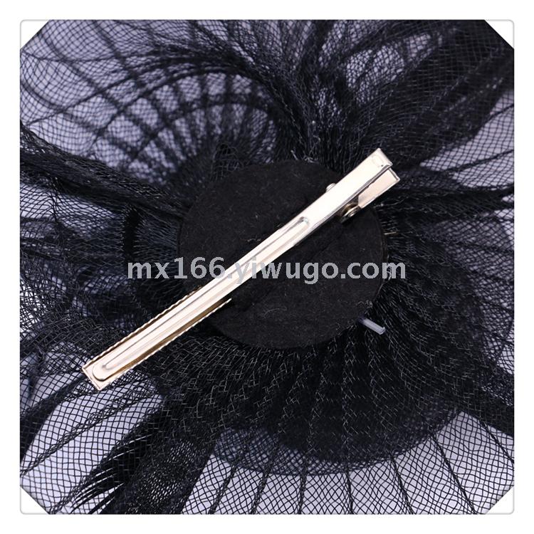 Black Handmade Mesh Bowler Hat Bridal Wedding Photo Studio Photography Shooting Makeup Modeling Sample Photography Accessories