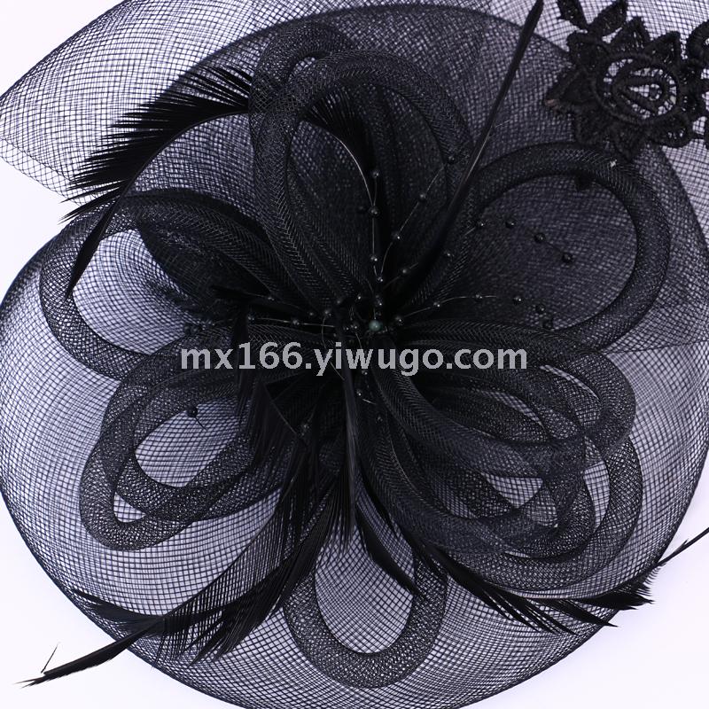 Handmade Flowers Pattern European Mesh Vintage Noble Lady Socialite Wedding Hat Travel Photography Photo Studio Accessories