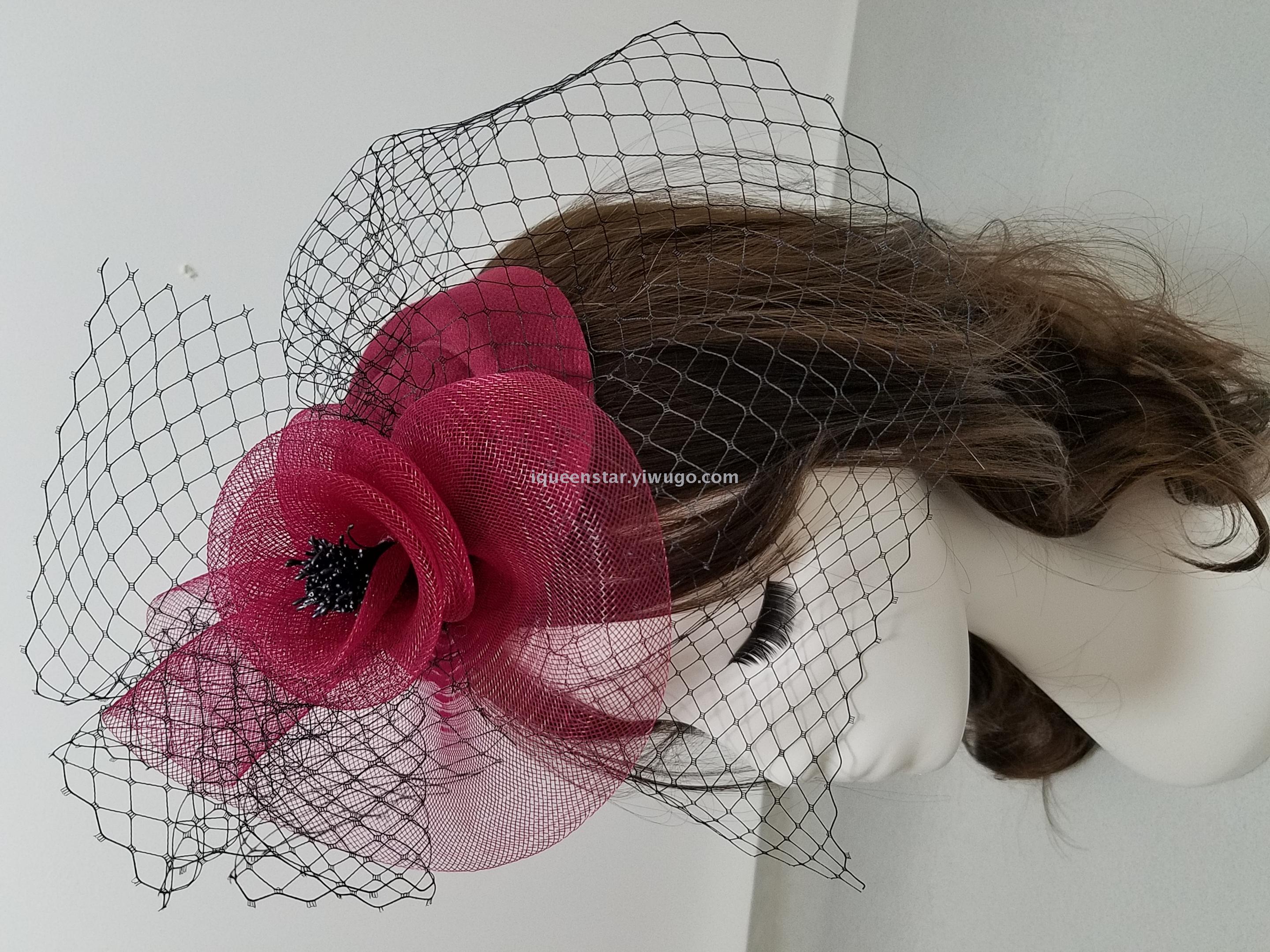 Fasinator Horceracing hat Fashion hat Feather hat Net veil hat Hity Iqueenstar ins hat derbyhats wedding party hat