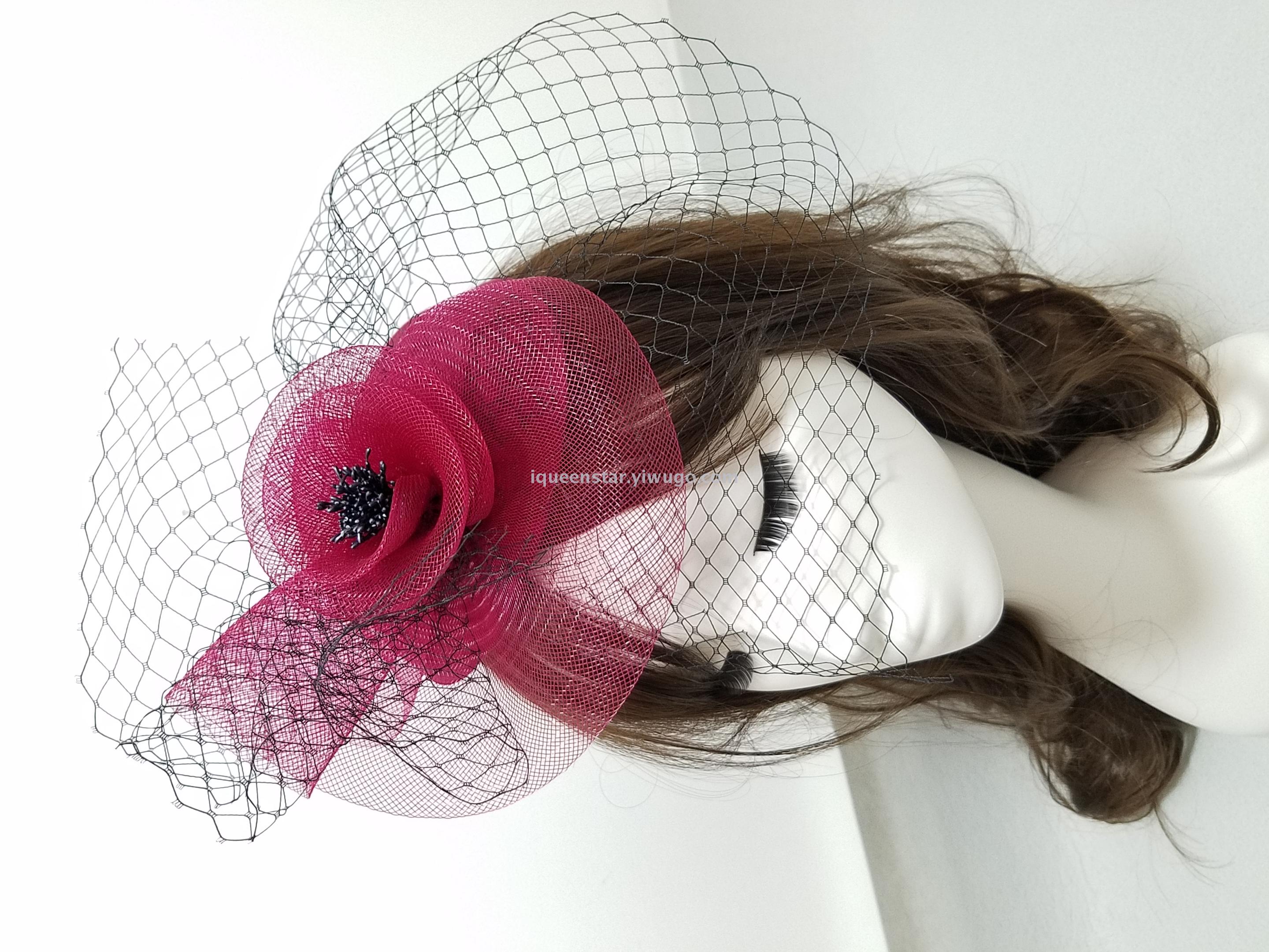 Fasinator Horceracing hat Fashion hat Feather hat Net veil hat Hity Iqueenstar ins hat derbyhats wedding party hat