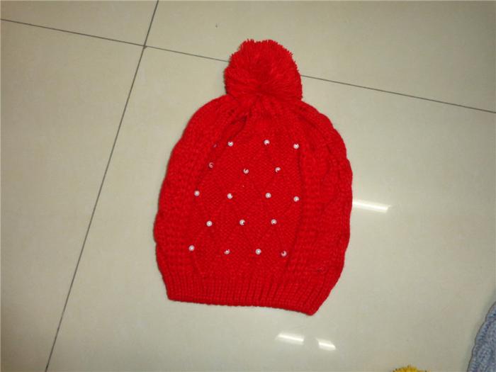 Fall/winter girls knitted Hat naked wedding Tong with handmade Pearl wool hat Fall/winter girls knitted Hat naked wedding Tong with handmade Pearl wool hat