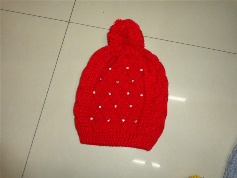Fall/winter girls knitted Hat naked wedding Tong with handmade Pearl wool hat