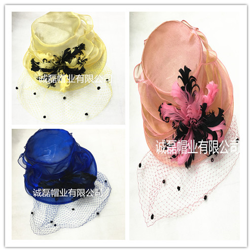 British fashion wedding dress hat feather decorative hat white hat British fashion wedding dress hat feather decorative hat white hat