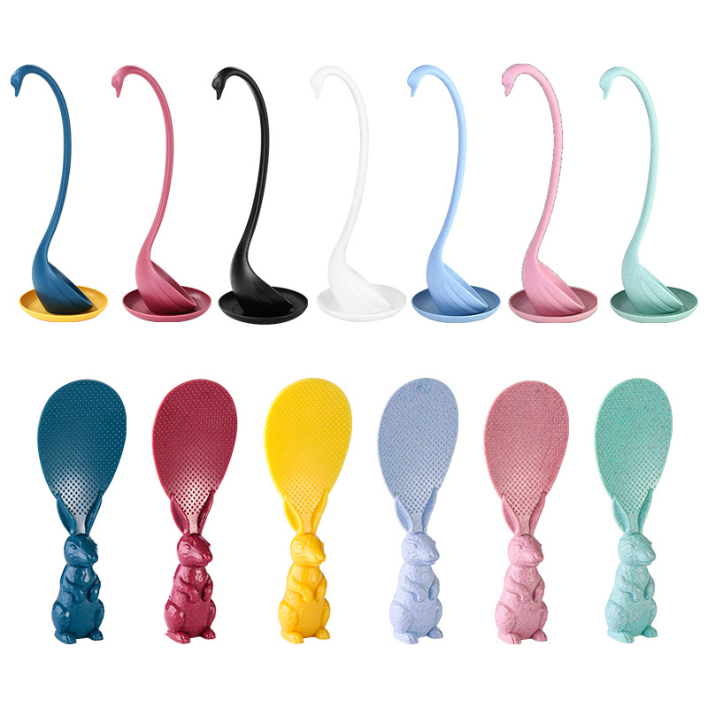 Japanese Francfranc Swan with Tray Vertical Soup Spoon Cross-Border Hot Selling Swan Creative Soup Spoon Wheat